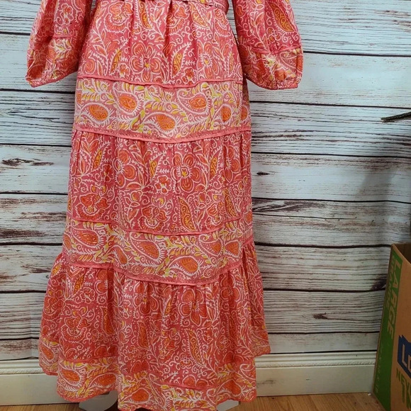 NWT Cleobella Womens Medium Blossom Print Violet Midi Boho Off Shoulder Dress - Picture 9 of 10